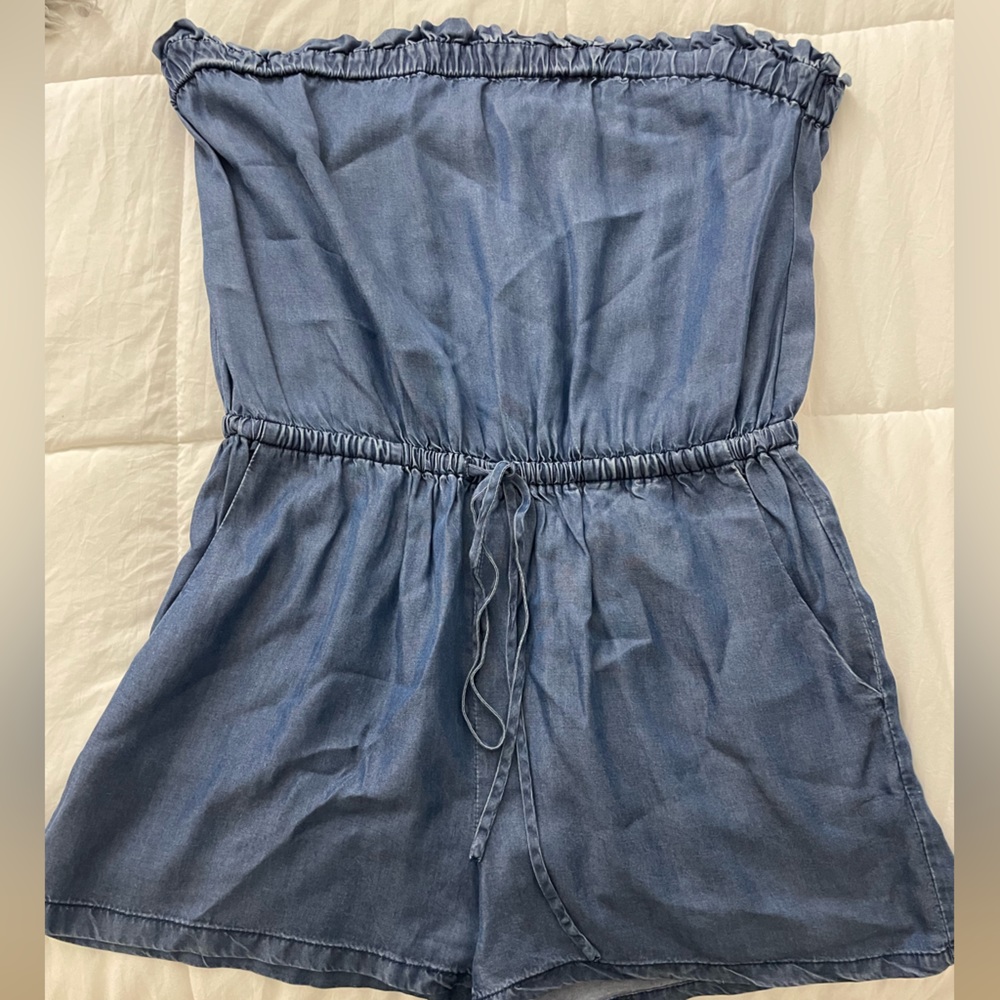 Denim Strapless Romper